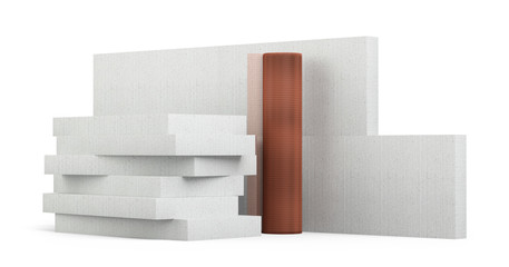 Set for insulation of walls of polystyrene block and fiberglass mesh.