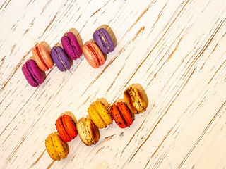 French dessert. Macaroons. Colored. on a white background