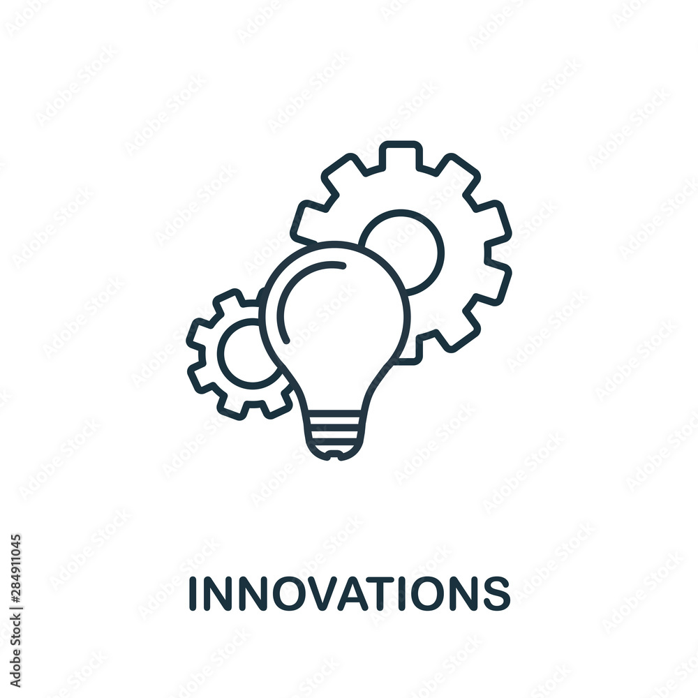 Poster innovations outline icon. thin style design from startup icons collection. creativeinnovations icon 