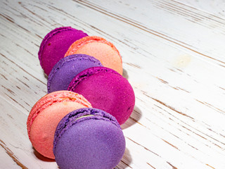 French dessert. Macaroons. Colored. on a white background