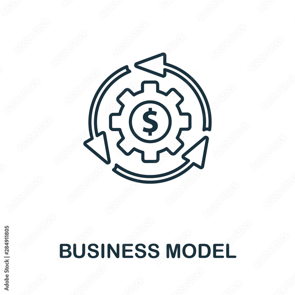 Aufkleber business model outline icon. thin style design from startup icons collection. creativebusiness model