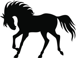 Vector illustrations of silhouette of a galloping horse
