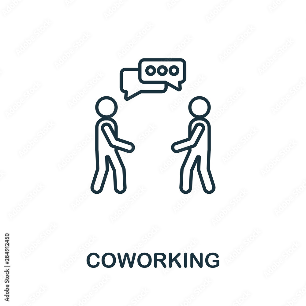 Poster coworking outline icon. thin style design from startup icons collection. creativecoworking icon for 