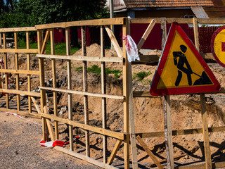 road repair works on replacement of pipelines