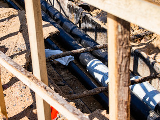 road repair works on replacement of pipelines