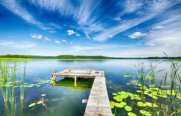 Beautiful summer day on masuria lake district in Poland