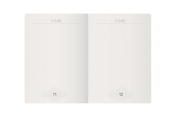 Open passport mock up. Blank pages