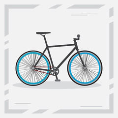 Isolated bicycle image on a colored background with a frame - Vector