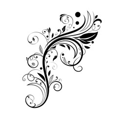 Floral decorative element. Black branch