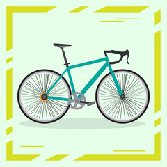 Isolated bicycle image on a colored background with a frame - Vector