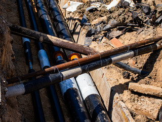 road repair works on replacement of pipelines