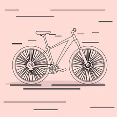 Isolated bicycle sketch on a colored background - Vector