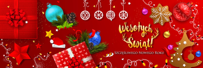 Polish Christmas and Happy New Year greeting card