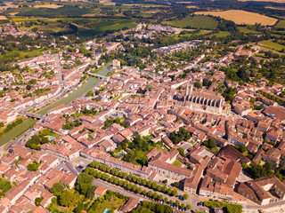 Aerial view of Condom city, France