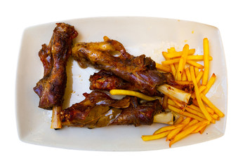 Lamb meat baked in oven