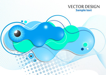 Creative fluid style, flowing dynamic shapes on a white background, sun, rays, pupil of the eye. Poster, banner, flyer, cover, print, promotion, greeting, advertising.