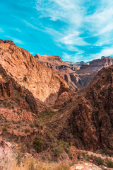 The beautiful climb of the Bright Angel Trailhead trekking in the Grand Canyon. Arizona