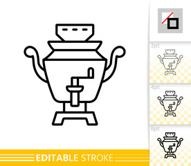 Samovar russia tea simple thin line vector icon
