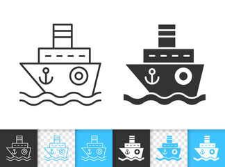 Ship boat cruise simple black line vector icon