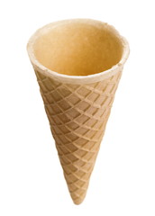 Empty ice cream cone isolated on white