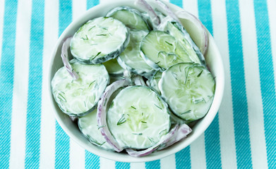 Creamy Cucumber Salad in bowl