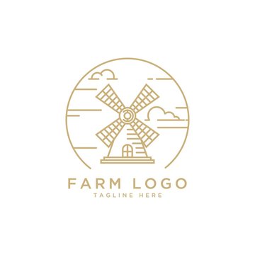 Wind Mill Logo Design Vector Template.creative Icon For Agriculture Company	