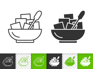 Sugar bowl spoon simple black line vector icon