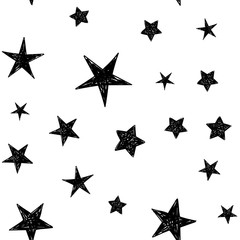 Background of hand drawn star seamless pattern. Doodle stars texture.