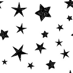 Background of hand drawn star seamless pattern. Doodle stars texture.