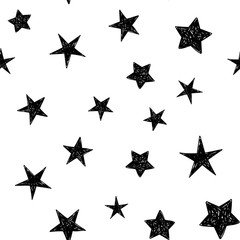 Background of hand drawn star seamless pattern. Doodle stars texture.