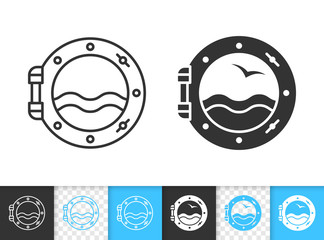 Porthole ship window simple black line vector icon