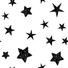 Obraz premium Background of hand drawn star seamless pattern. Doodle stars texture.