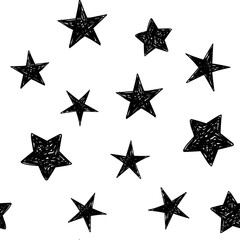 Background of hand drawn star seamless pattern. Doodle stars texture.