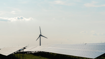 The wind turbine and the solar field