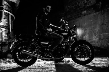 Fototapeta na wymiar Motorcyclist's shadow