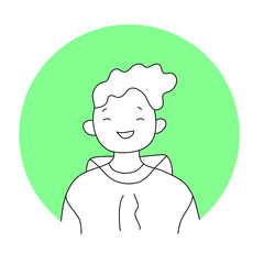 Happy smiling schoolboy isolated on colorful background flat style vector illustration
