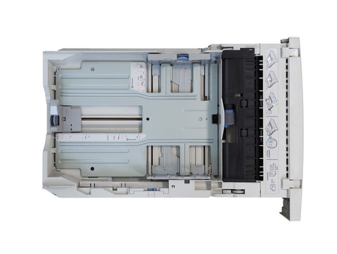 PALO ALTO - AUG 2019: HP laser printer paper tray