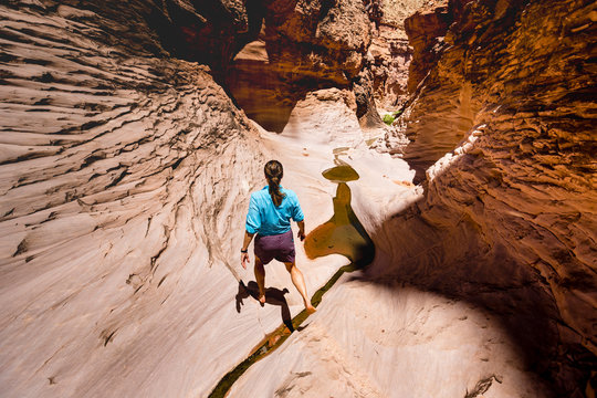 A woman in North Canyon, Colorado River trip, Grand Canyon National Park, Arizona, USA