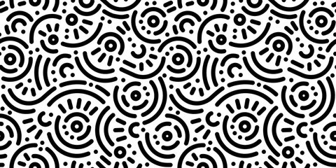 Gardinen Nahtloses schwarz-weißes geometrisches Muster. Hipster-Memphis-Stil. © Oleksandra