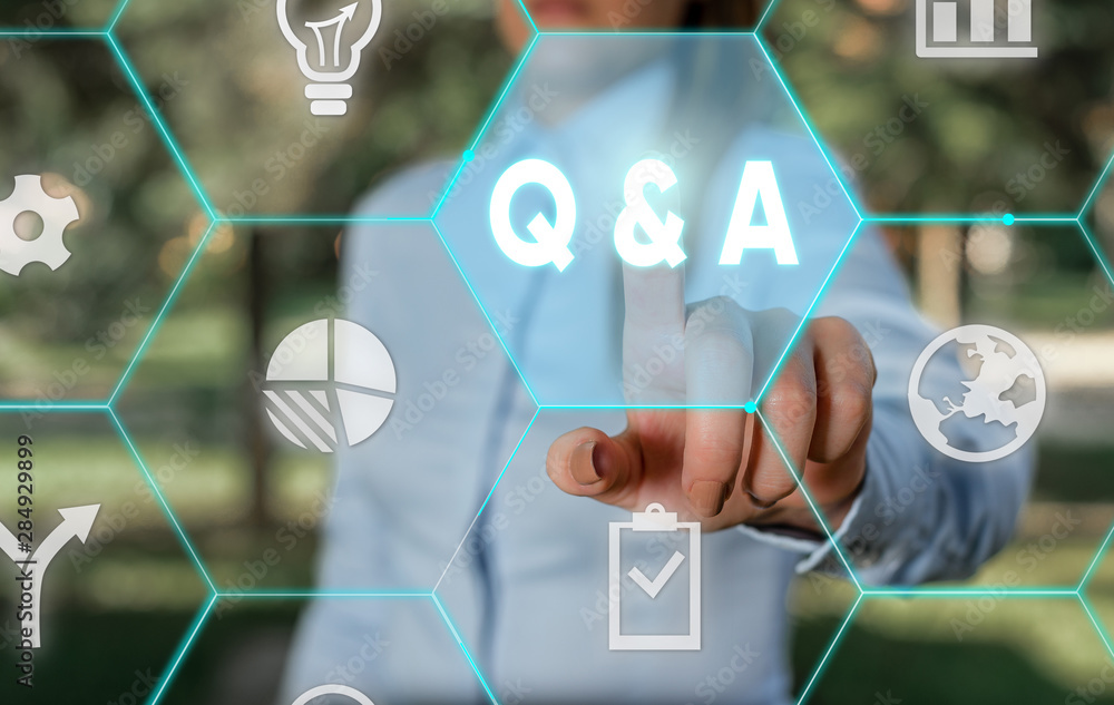 Poster word writing text q and a question. business photo showcasing in which demonstrating asks questions 