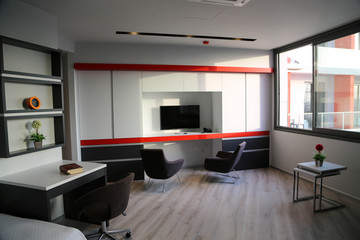 modern kitchen interior of a living room