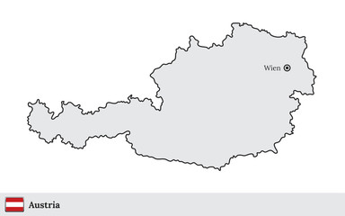 Austria vector map with the capital city of Wien
