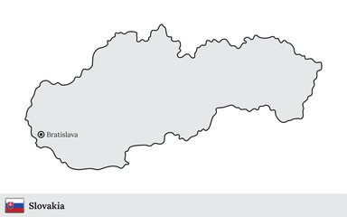 Slovakia vector map with the capital city of Bratislava