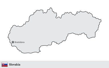 Slovakia vector map with the capital city of Bratislava