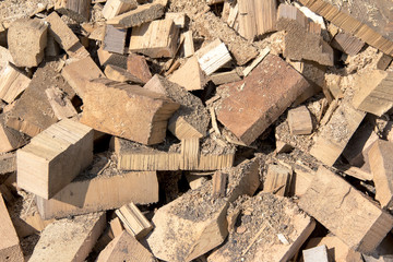 Pile of woodworking waste prepared for further processing.