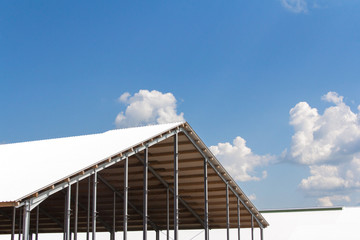 Agricultural buildings on the construction of a new farm. Buildings and facilities for agriculture.