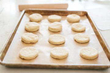 Homemade Biscuits on a Baking Sheet