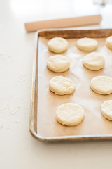 Fototapeta na wymiar Homemade Biscuits on a Baking Sheet