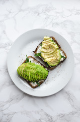 Avocado toasts on rye bread