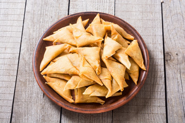Traditional asian vegetarian food samosa